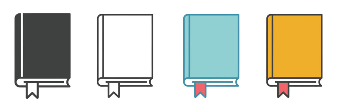 Book icon vector in clean line style featuring open and closed book symbols for education, reading, publishing and library design