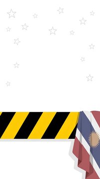 Stars and hazard stripes on white background.
