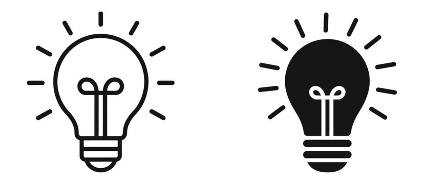 Light Bulb Idea Lamp Icon, bold and line art style, creative concept, innovation, inspiration, creativity, app interface, vector symbol.