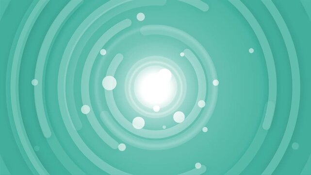 Abstract concentric circles with glowing center scattered bokeh dots animation, modern minimalist background animated