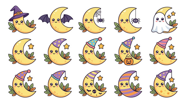 Whimsical Moon Characters with Magical Accessories.