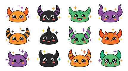 Fototapeta premium Colorful Cartoon Mythical Animal Masks Collection.