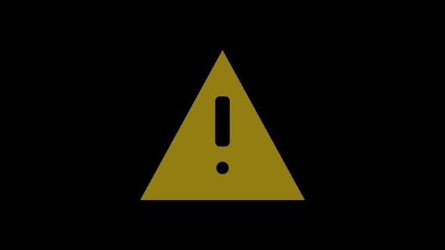 Three warning triangles with gradient saturation changes displayed in a horizontal row against black background with video displays three distinct warning triangle icons arranged horizontally