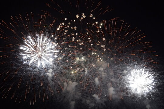 A festive fireworks display at night. Firework.