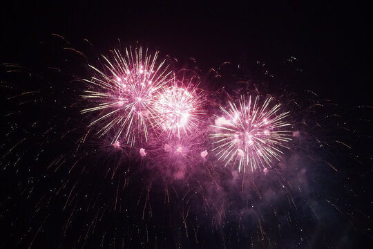 A festive fireworks display at night. Firework.