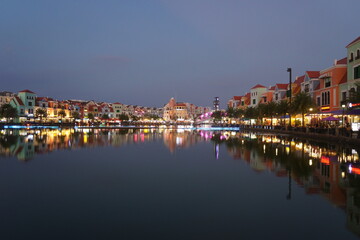 Fototapeta premium Grand World City in the evening.