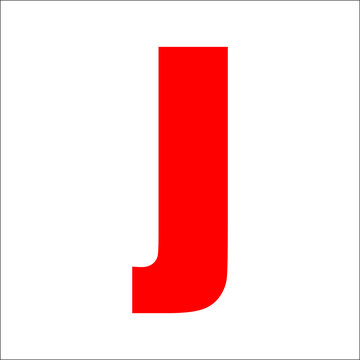 Red capital letter j isolated on white background