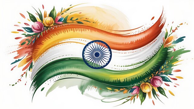 celebrating India Independence Day greeting card with Indian waving flag grunge by water color paint background. abstract background, vintage Poster, banner or flyer design for 15th of August