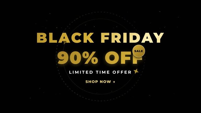 Exclusive limited-time ninety percent off sale event, promoting an amazing discount opportunity on a dark, elegant background for major shopping season