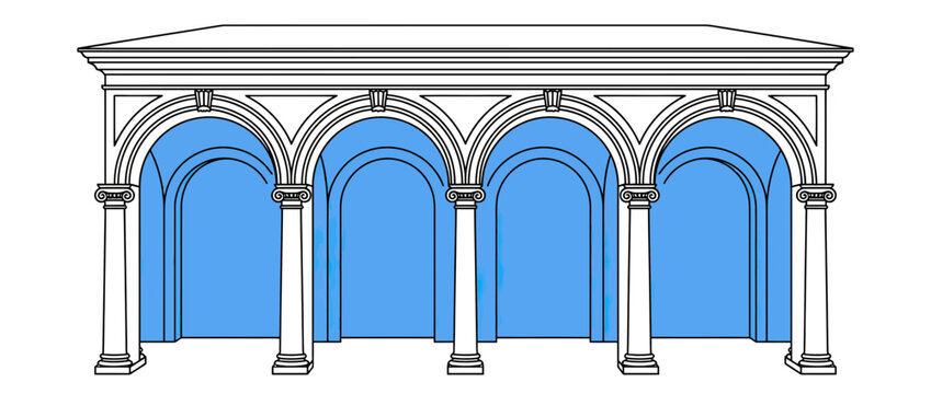 Classical Arcade with Arches and Columns, Isolated Graphic