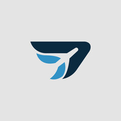 Obraz premium Airplane Wing Travel Logo Vector