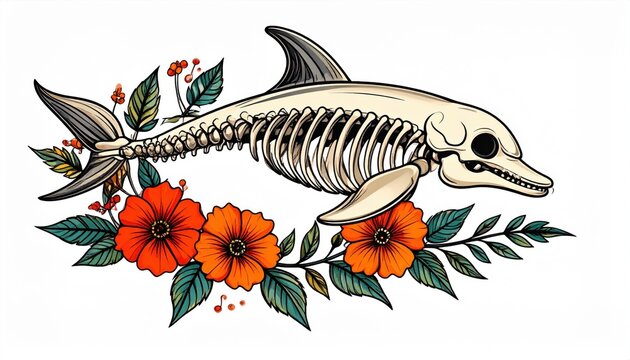Fish on a Fishing Hook in Ocean Water, Tuna Seafood Illustration with Aquatic Animal, Underwater Nature and Fishing Concept, Cartoon Vector Design