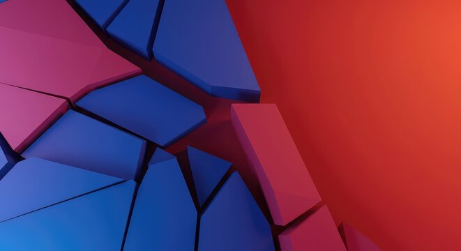 Abstract background showing fractured geometry creating large negative spaces and voids, symbolizing breakdown, separation, and disconnection ,negative ,missing ,digital