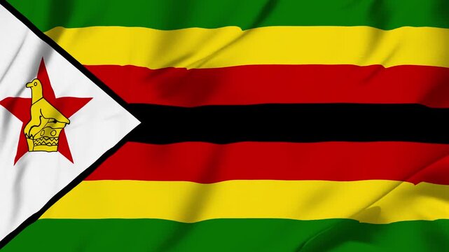Zimbabwe flag waving looping seamless animation with fabric texture for sport nation country identity background