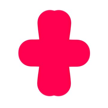 Bright pink rounded plus sign icon isolated on white background