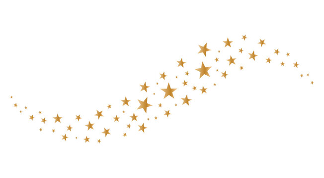 Golden Star Confetti Falling on White Background &ndash; Festive Shiny Gold Sparkle Pattern for Christmas, New Year Party Decoration, Holiday Celebration and Event Design