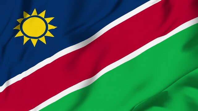 Namibia country flag waving looping seamless with fabric texture for sport nation identity background