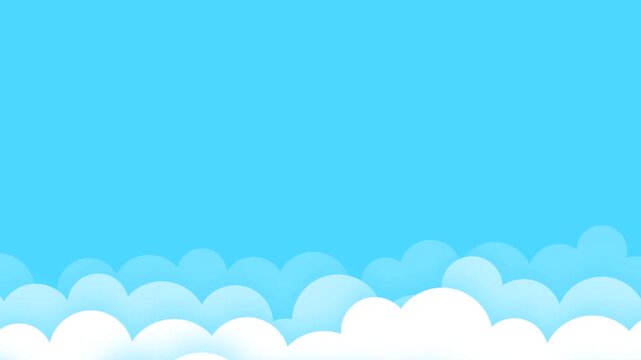 青空と雲の背景　フラットデザイン　テキストスペースあり　ゆっくり雲が動く　ループ可能