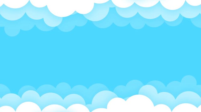 青空と雲の背景　フラットデザイン　テキストスペースあり　ゆっくり雲が動く（上下に雲バージョン）　ループ可能