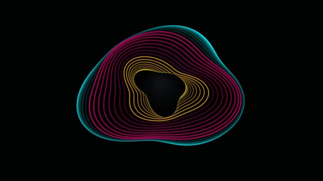 Neon Light Lines Forming An Organic Geometric Shape Pulse And Expand In A Dark Cinematic Environment