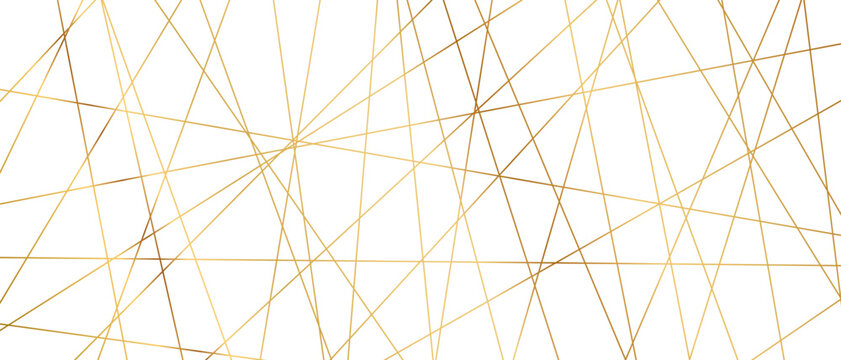 Modern abstract pattern with straight golden lines creating seamless geometric background texture vector illustration. Clean linear design with chaotic outline elements for contemporary projects.