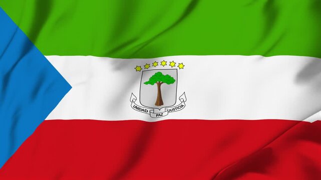 Equatorial Guinea country flag waving looping seamless with fabric texture for sport nation identity background