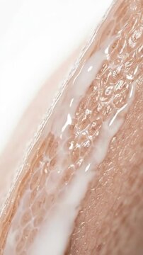Abstract texture of creamy liquid flowing over skin surface, creating a sensual and intriguing visual.