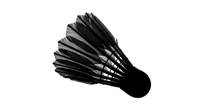 Black badminton shuttlecock in flight