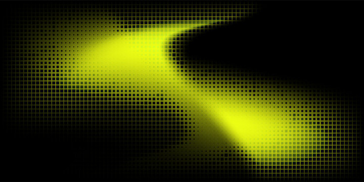 Yellow Green Abstract Grid Background with Glowing Dot Matrix Pattern on Black.