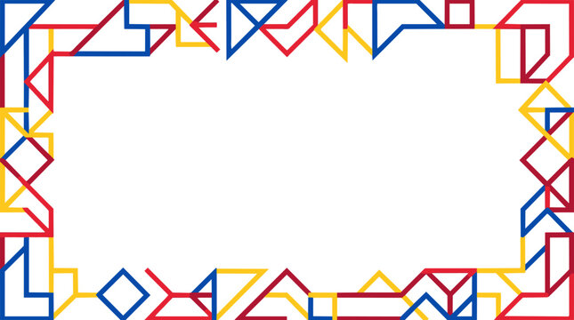 Abstract geometric frame with colorful line patterns