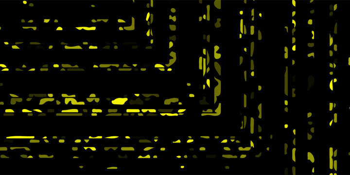 Yellow Distressed Geometric Line Pattern with Layered Angular Shapes on Black Background.