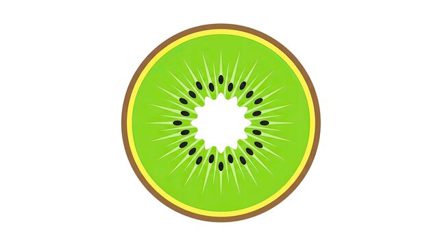 Minimalist slice of green kiwi fruit illustration.