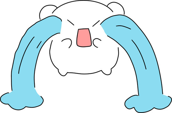 Sad bear character crying blue tears icon