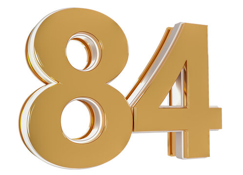 3D Number 84  Gold Premium Rendering Graphic Element