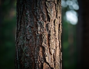 Fototapeta premium detailed tree bark texture against a dark blurred background