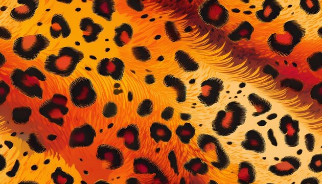 seamless leopard print pattern with orange and yellow background