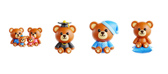 Obraz premium 3D teddy bear set with graduation cap sleepwear and pillow cute toy collection
