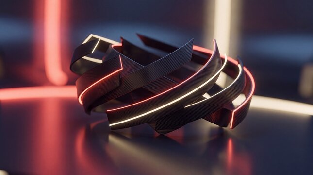 3d render of subtle carbon fiber abstract background featuring vibrant coral and soft...