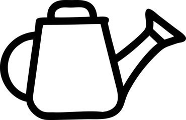 Watering can icon outline. Simple garden hose vessel. Minimalist plant care symbol. Black line art illustration of watering pot for agricultural design and web interface. © MD FAHIM
