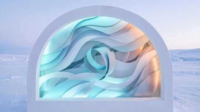 3d render of layered paper waves abstract background featuring cool aqua and crisp...