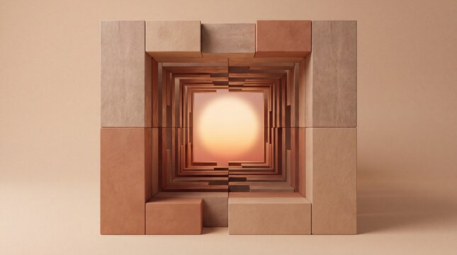 3d render of raw concrete blocks abstract background featuring warm sand and...
