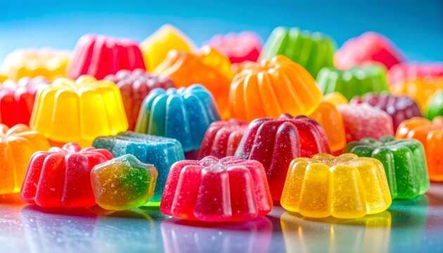 Vibrant colorful gummy candies creating sweet background