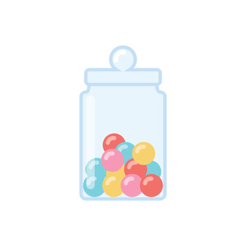 Jar glass with balls candies sweet confectionery isolated icon illustration