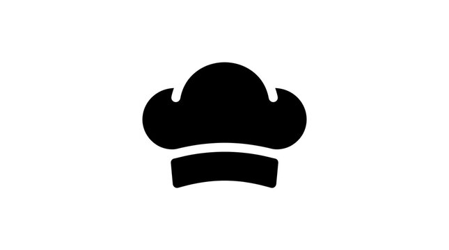 Black chef hat icon representing culinary expertise displayed as a simple flat minimalist vector design element