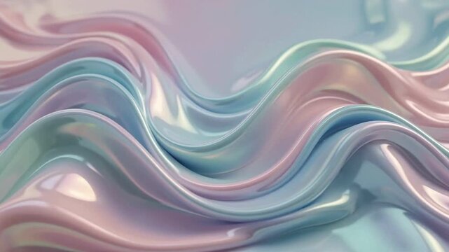 Iridescent pastel wave abstract 3d liquid background motion graphic.