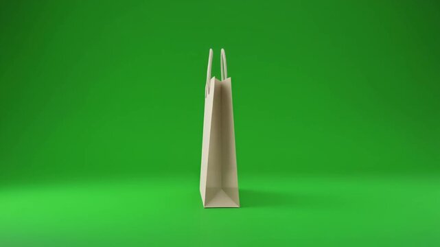 3D shopping bag animation isolated on green screen for ecommerce, retail, online shopping, advertising, website design, and commercial marketing projects.