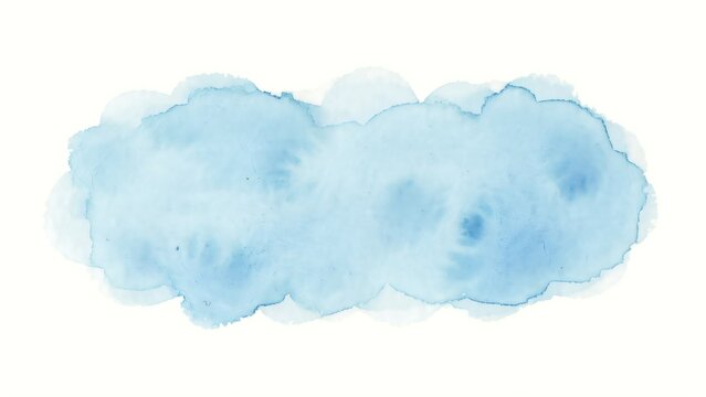 Soft blue watercolor cloud shape isolated on a white background