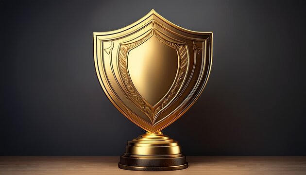 gold trophy base shield shaped empty
