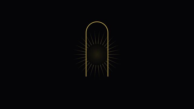 Minimalist gold arch shape animation emerging on black background