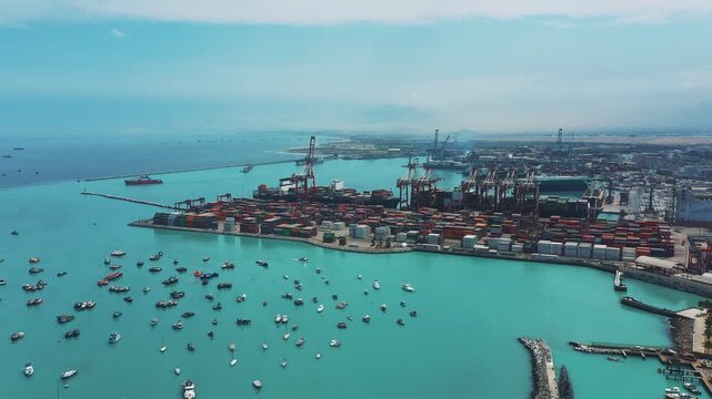 Aerial view of Shipping Infrastructure Port of Callao in Lima, Peru